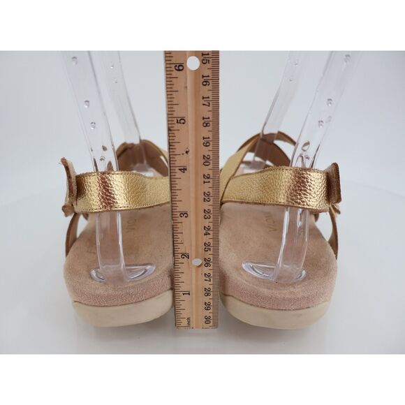 Vionic Raya Sandals Womens 9.5 Gold Leather Wedge Orthotic Adjustable - Picture 6 of 12